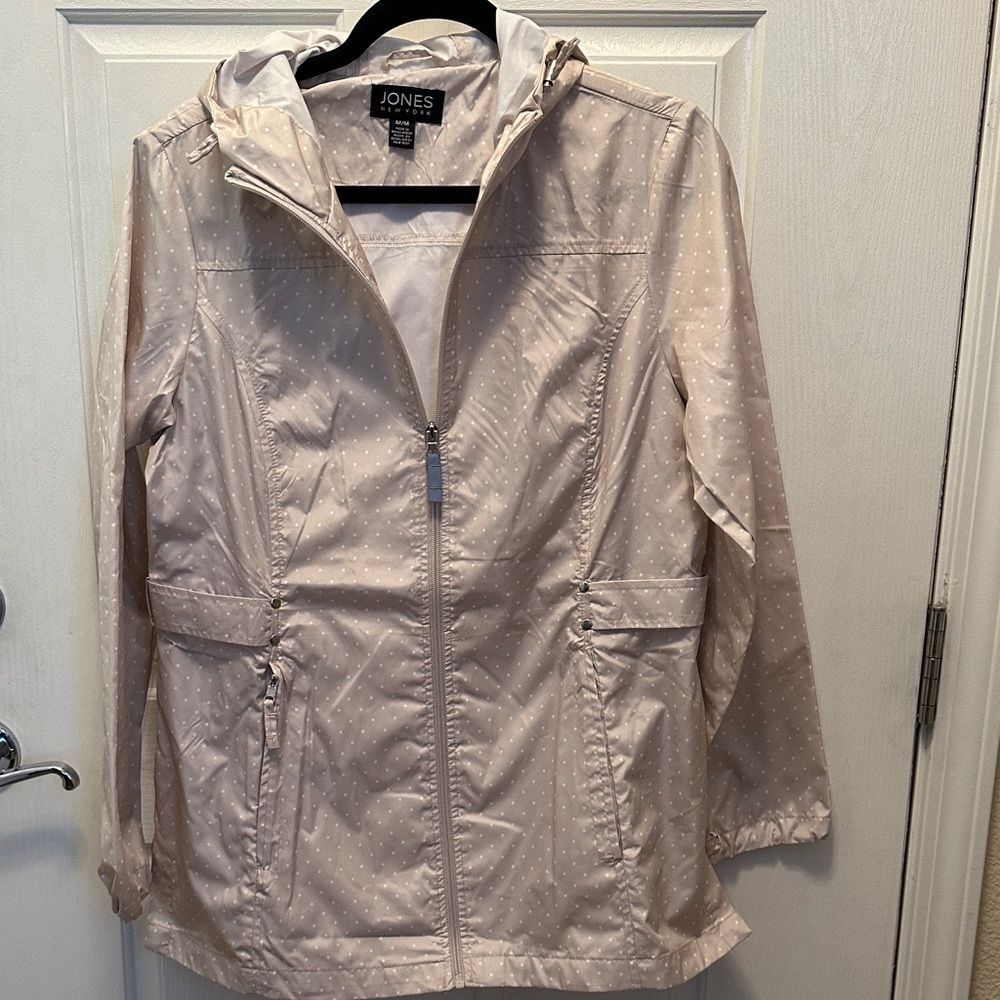 Jones New York Cream Polka Dot Utility Jacket